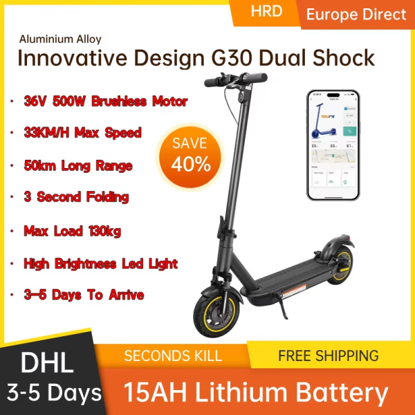 ⁦Adult Electric Scooter 500W 15ah Lithium Battery 10 inch Tires front damping Folding G30 Adult Mobility E-Scooter(3-day delivery)⁩ - الصورة ⁦2⁩