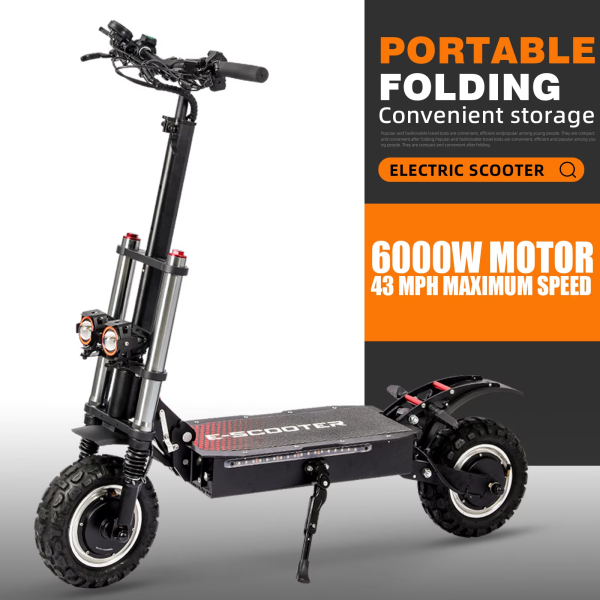 J30 MAX Foldable Adult Electric Scooter with 6000W Power 11-Inch Tires 200KG Capacity and 100KM Range(3-day delivery) - Afbeelding 3