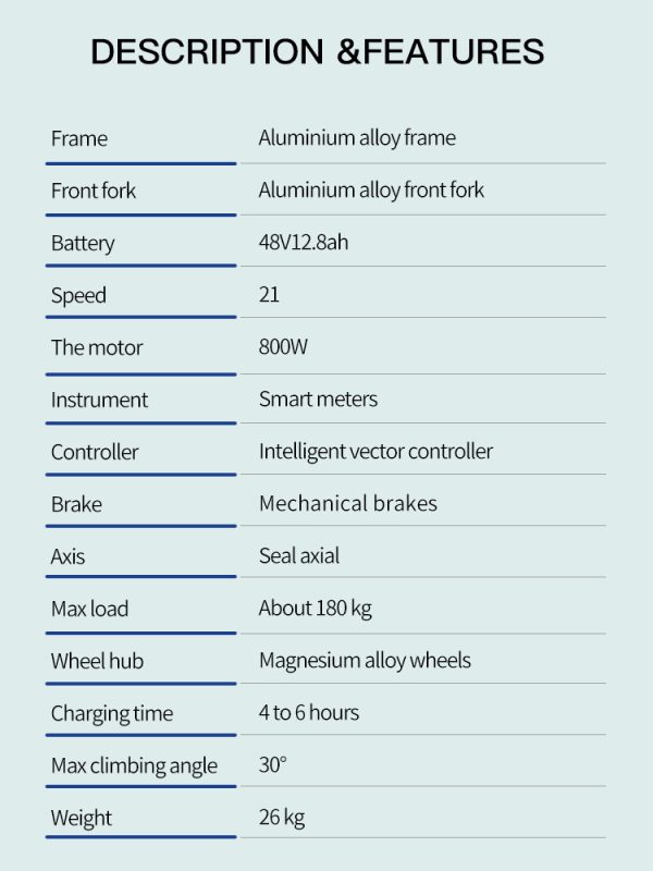⁦BURCHDA R3 Folding Electric Bicycle - 48V 12.8Ah, 800W Motor, Lightweight Aluminum Alloy Frame, 21 Speed, 180kg Max Load⁩ - الصورة ⁦6⁩