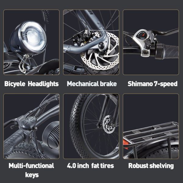 ⁦26-Inch Snow Electric Bike: BURCHDA RX50 48v1000w17.15ah lithium battery for adults⁩ - الصورة ⁦3⁩