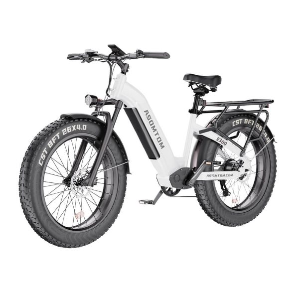 ⁦Adults Snow Electric Bike E300-26*4.0: 48V 750W Motor, 45km/h, 70km Range, All-Terrain 26×4.0 Tires, Aluminum Frame, Hydraulic Disc Brakes – Available in White & Silver(3-Day Delivery in the USA)⁩ - الصورة ⁦6⁩
